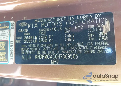 2017 Kia Sportage Lx из США, поврежденный, VIN KNDPMCAC6H7069565